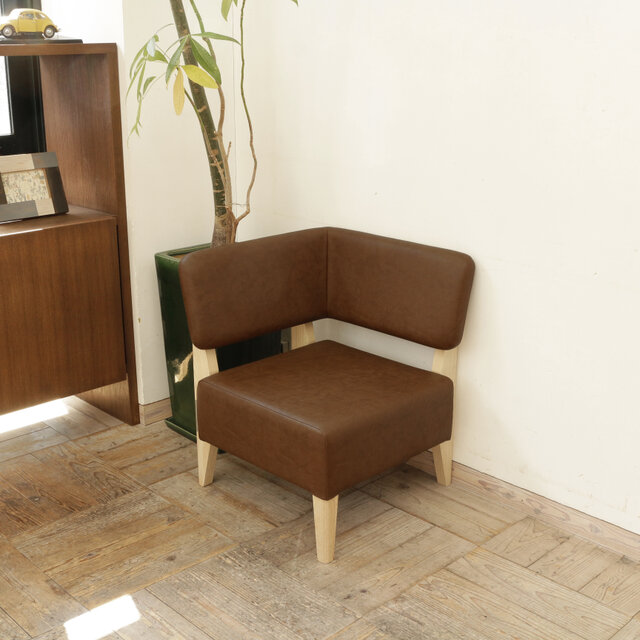 1 seater Standard-L(左) sofa(ナチュラル×合成皮革:ライトブラウン)の画像1枚目