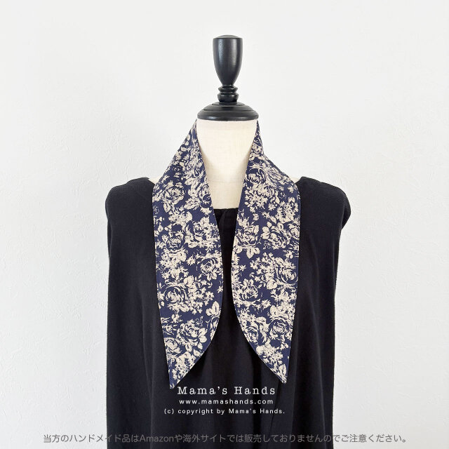 ズ*コ様 【新品】45R 花柄 ネイビー スカーフ　日本製 綿100％ Instyle Japan（インスタイルジャパン） スカーフ レディース ストール