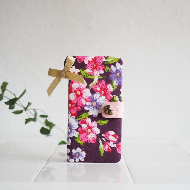 ★台湾花布★手帳型スマホケース(全機種対応)№50【受注製作】の画像1枚目