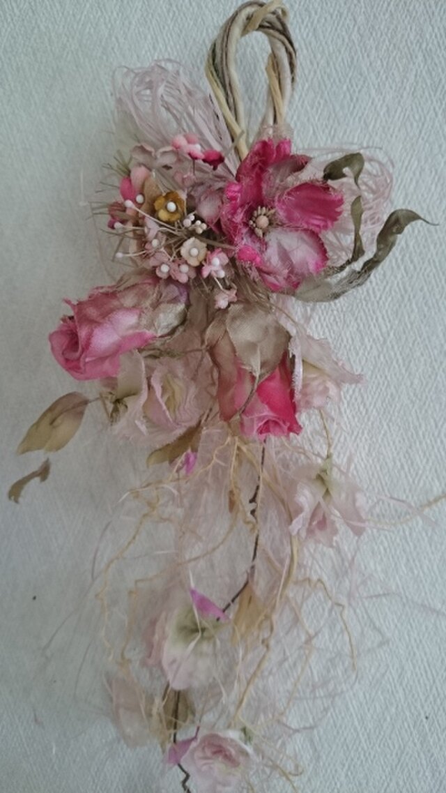 布花リース つぼみ薔薇 Iichi ハンドメイド クラフト作品 手仕事品の通販