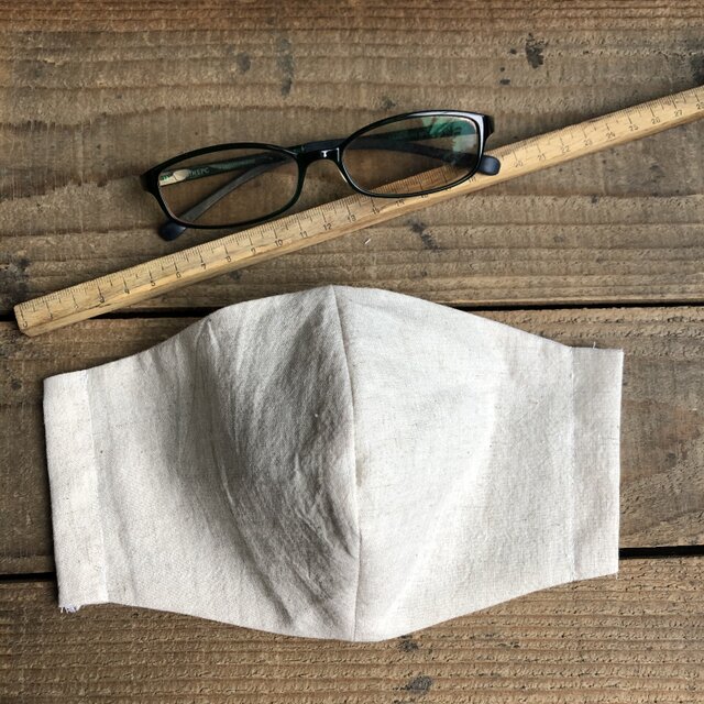 夏向け男性用＊LLサイズ＊亜麻色リネン＊麻＊立体マスク64