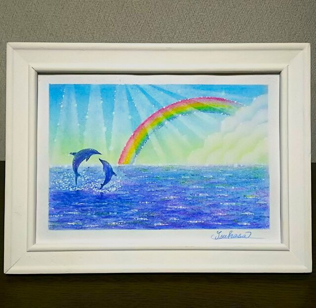 【パラダイス】 イルカ くじら ヒーリングアート 愛  虹 インテリア パラダイス】 イルカ くじら ヒーリングアート 愛 虹 インテリア