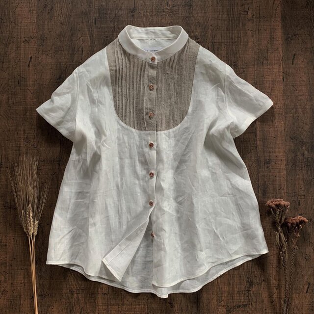 linen pin-tuck (French linen off-white)の画像1枚目