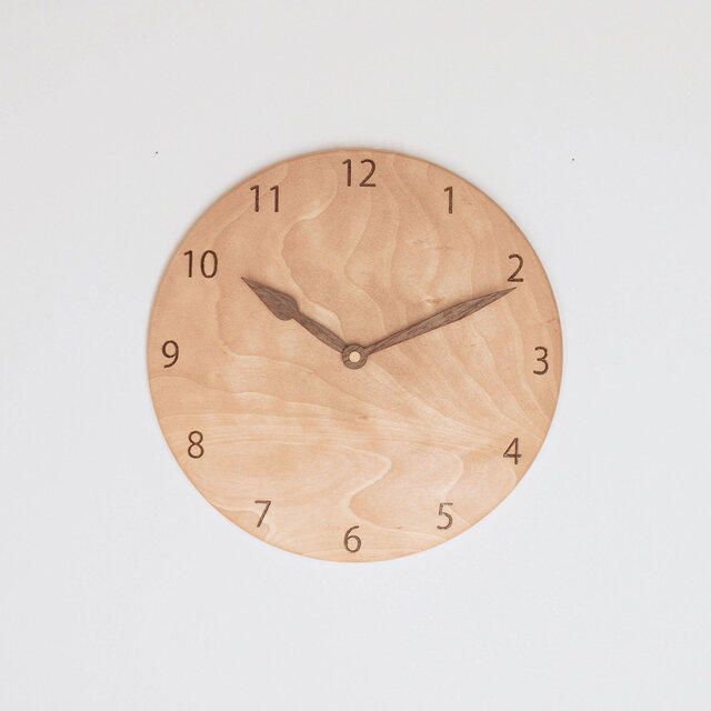 木製 掛け時計 丸 カバ材12の画像1枚目