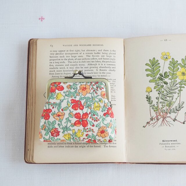 ■リバティプリントのがま口コインケース / メドゥ■ coin(lbt-mdw)