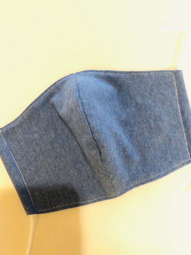 夏用ひんやりマスク 冷感素材クールローレル デニムブルーの画像1枚目