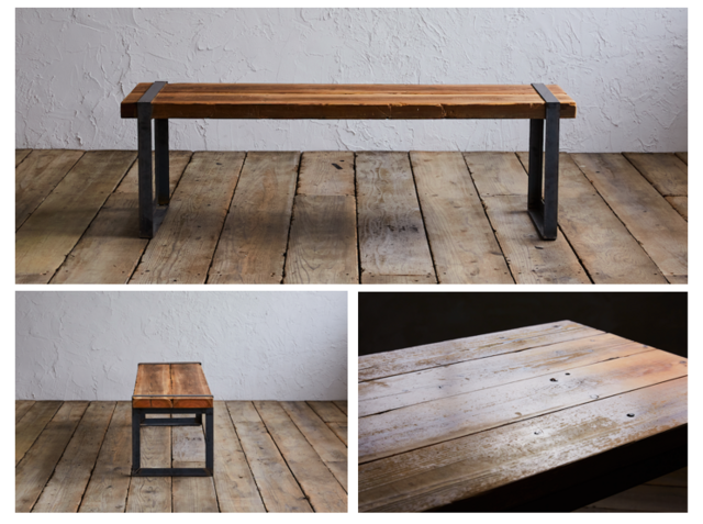 ハンドメイド　テーブル　ベンチ　テレビボード 造船古材] ベンチ 兼 TVボード：Vintage 2way Design Bench