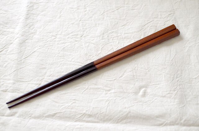 【受注制作】ハーフ塗り箸・赤 <21cm or 23cm>の画像1枚目