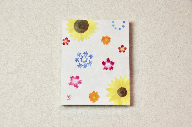 和紙貼り絵原画【なつの花】-F0サイズの画像1枚目
