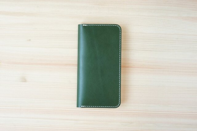 牛革 iPhoneSE2 カバー ヌメ革 レザーケース 手帳型 グリーンカラー