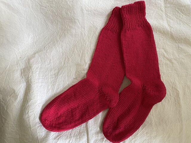 手編みのcotton靴下 ピンクの画像1枚目