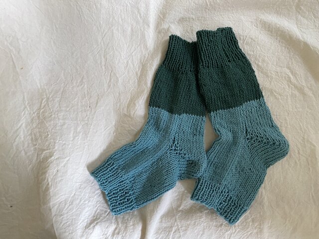 cotton レッグウォーマー 水色 グリーンの画像1枚目