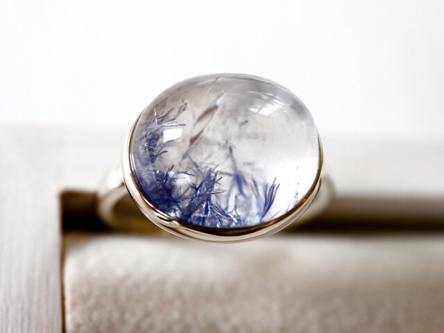 深海庭園デュモルチェライトinクォーツ ringの画像1枚目
