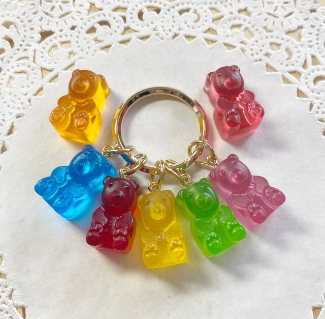 お好きなカラーで☆彩りくまグミキーホルダーの画像1枚目