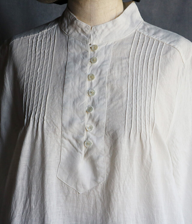 国産リネンピンタックワンピース 白 Iichi ハンドメイド クラフト作品 手仕事品の通販