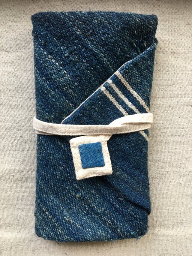 手織り　三徳袋　iichi　:タイの古糸　藍染　日々の暮らしを心地よくするハンドメイドやアンティークのマーケットプレイス
