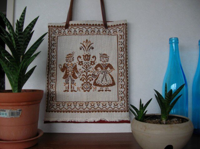 <Sold>チロルの布と帯地の手提げの画像1枚目