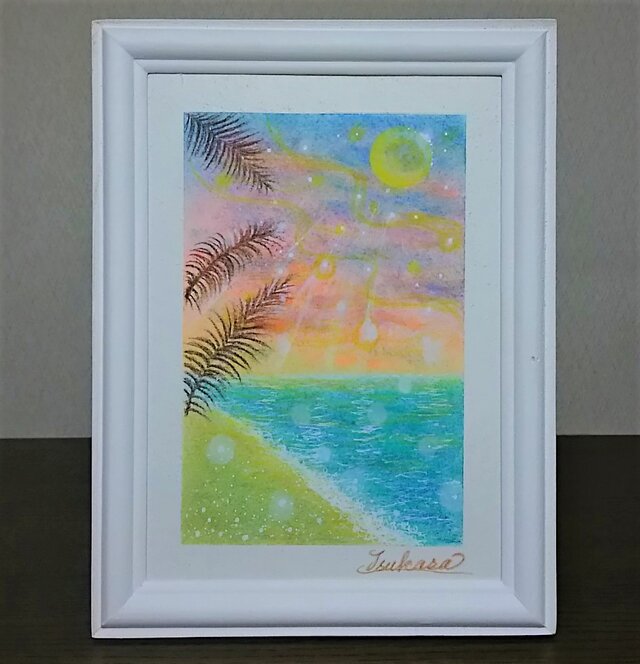 パステルアート 海辺の夕暮れの画像1枚目