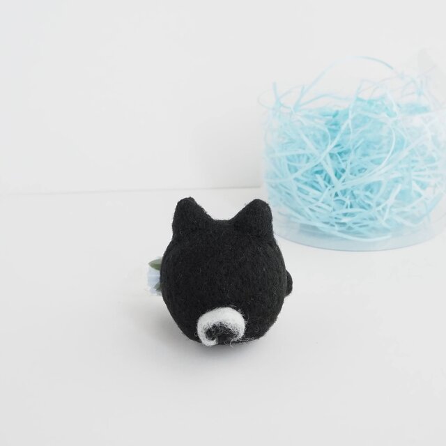 母の日【黒柴だるま(ピンク)カーネーション付き】羊毛フェルト