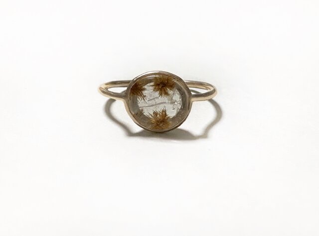 一点もの k18 Flower Rutilated Quartz リング No.2/受注制作の画像1枚目