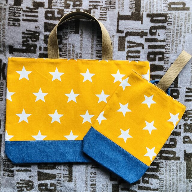 STAR×denim レッスンバッグ&シューズケース【yellow】の画像1枚目
