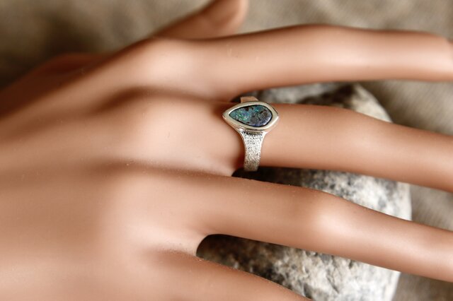 ハンドメイド　シルバー925 ボルダーオパール　シルバーリング Australian Boulder Opal Ring ボルダーオパールのリング