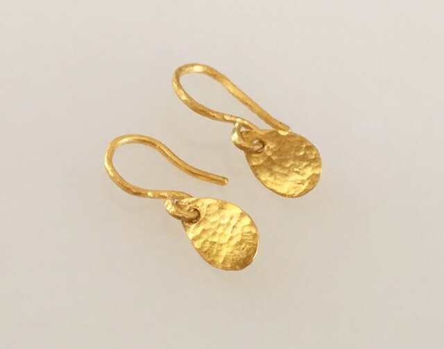 K24 Pure Gold Drops 2◇ 揺れる純金ピアス/ホック クリップ◇片耳