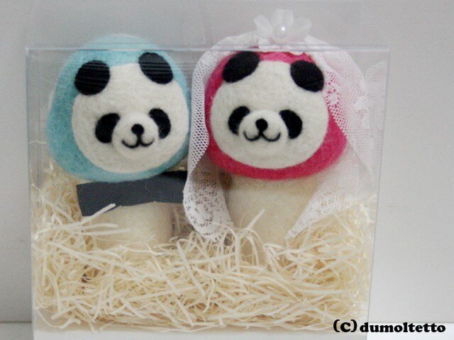 【P様ご予約品】キノコパンダのウェディングマスコットセットの画像1枚目
