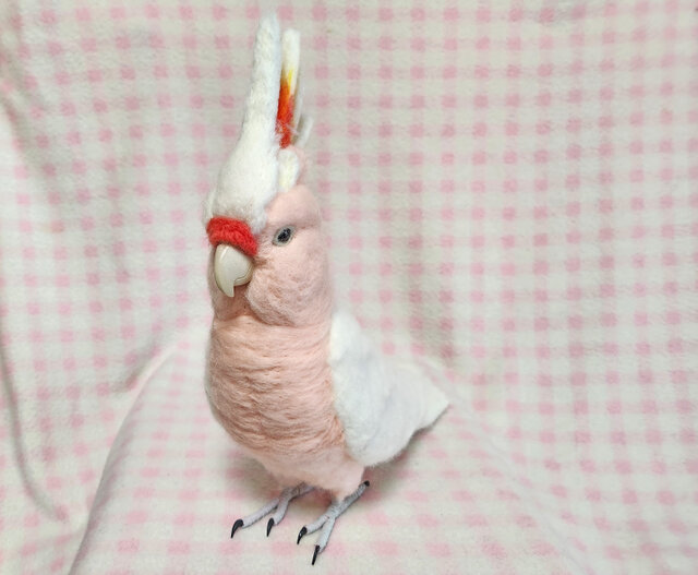 専用ページ　羊毛フェルト　可愛いクルマサカオウムフィギュア　鳥　オーダー ライフサイズ 1/1サイズ：クルマサカオウム 受注作成 羊毛