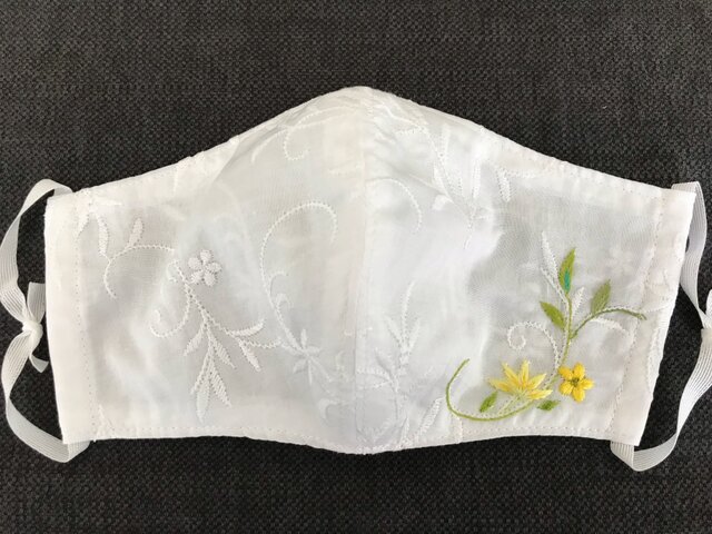 マスク手刺繍 ハンドメイドマスク2way金糸刺繍