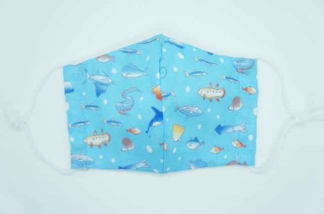 【ダブルガーゼの立体布マスク】《子ども用》海の生き物の画像1枚目