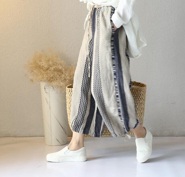 【受注製作】天然亜麻手作・パンツBC33098 7654Vbの画像1枚目