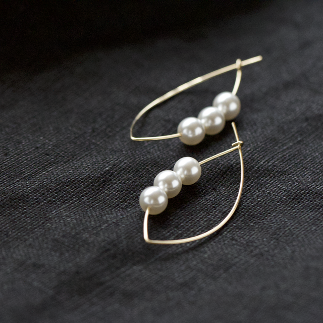 Swarovski Pearl Marquise Pin Pierce K14GF 5060