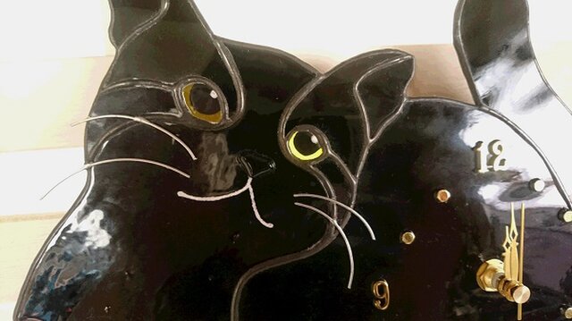 ステンドグラスの黒猫時計 | iichi 日々の暮らしを心地よくする