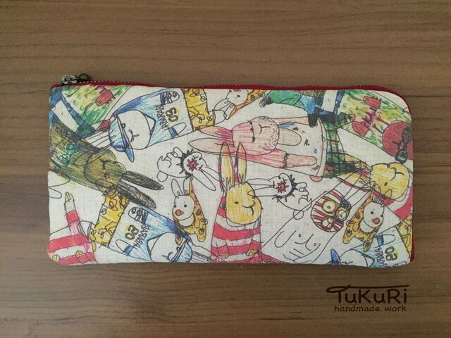 【再販】たちうさぎ長財布ファスナー赤の画像1枚目