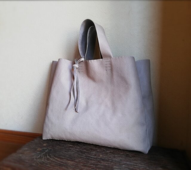 【K様オーダー品】stitch tote ライトグレー ピッグスキンの画像1枚目