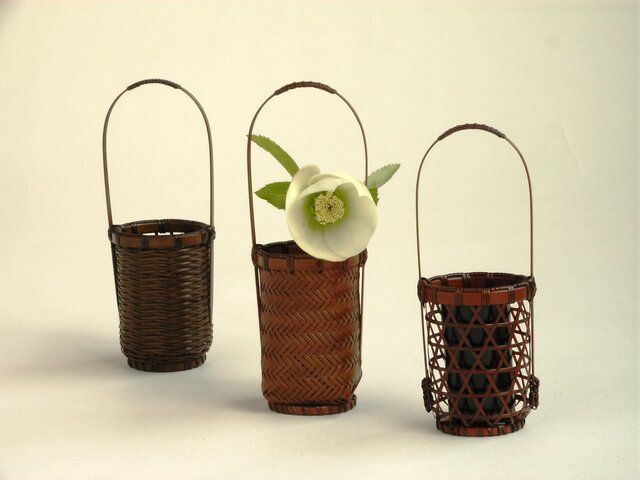 竹製花器・一輪挿し ミニチュア花籠 ムツメ | iichi 日々の暮らしを