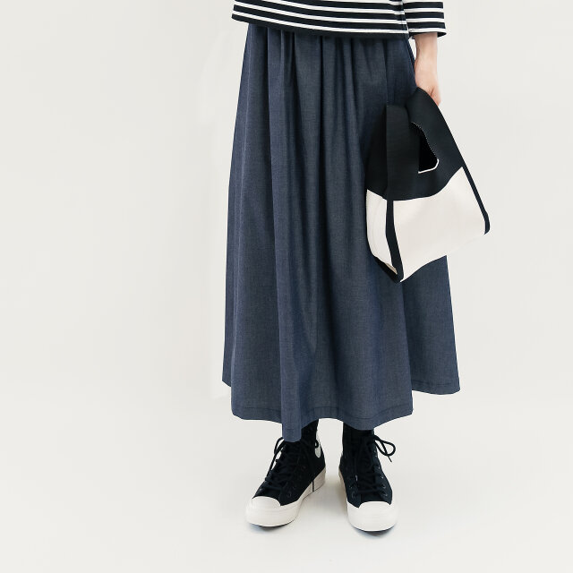 岡山デニム ロングスカート 上質な日常をまとう 2色［ネイビー