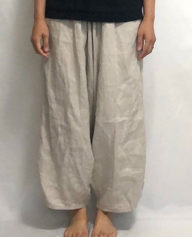 sarouel-pants/washed lithuania linenの画像1枚目