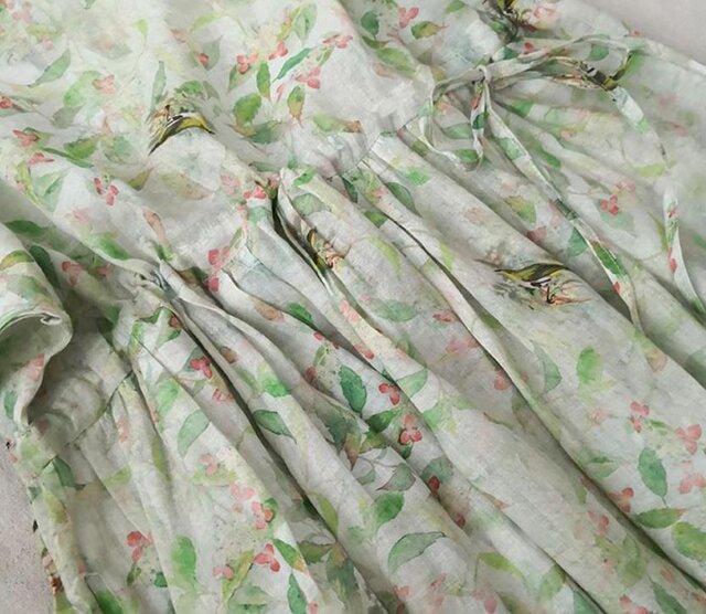 【受注製作】夏涼しい100%リネン麻・ロングワンピース の画像1枚目