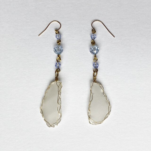 【SALE】シーグラスピアスホワイト