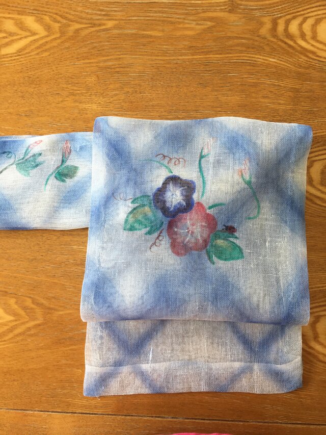 朝顔の花咲く名古屋帯の画像1枚目
