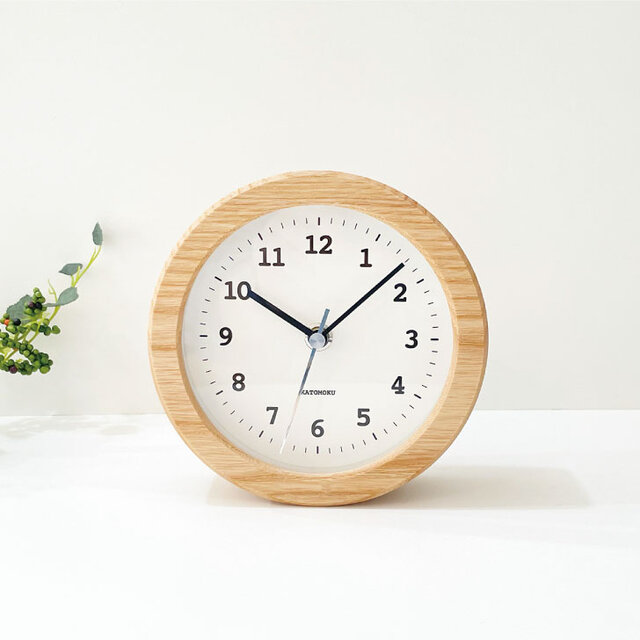 KATOMOKU dual use clock 5 ナチュラル km-112NRC 掛け置き兼用 電波時計 木製