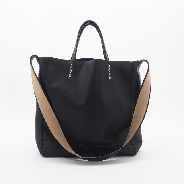 goatleather shoulder&hand bag(黒)/山羊革/S&H001の画像1枚目
