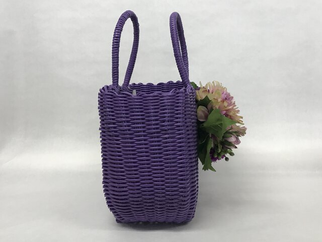 花付きバスケット パープル かごバック #51 | iichi 日々の暮らしを