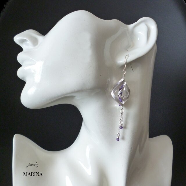 七夕飾りのピアス - amethyst silverの画像1枚目