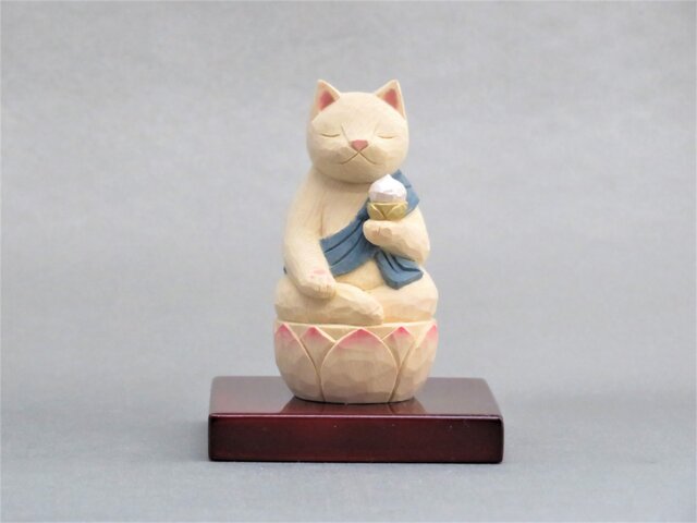 木彫り 虚空蔵菩薩猫 猫仏2005の画像1枚目
