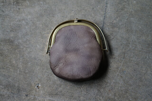 ワンタッチOPEN真鍮がまぐちコインケース#手塗りLEATHER-grageの画像1枚目