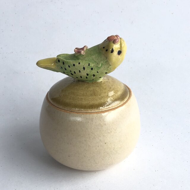 陶のハコ・手のり小鳥「セキセイインコ・イエロー」