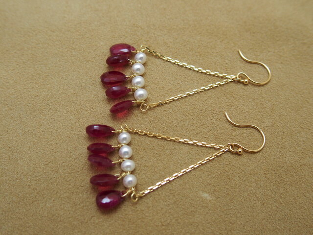 ルビー シャンデリアピアス | iichi 日々の暮らしを心地よくする